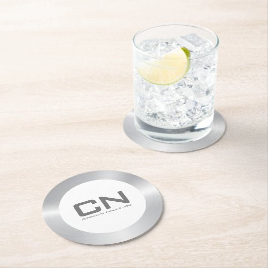 Moderne zilvergrens op wit ronde kartonnen onderzetter (Insitu)