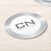 Moderne zilvergrens op wit ronde kartonnen onderzetter (Gebogen)