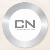 Moderne zilvergrens op wit ronde kartonnen onderzetter (Voorkant)