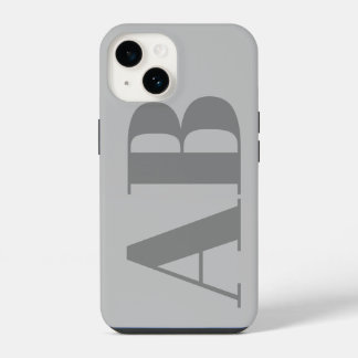 Moderne zilvergrijze initiële minimale hedendaagse iPhone 14 hoesje