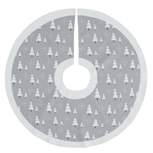 Moderne zilvergrijze kerstbomen en sneeuwvlokken kerstboom rok (Voorkant)