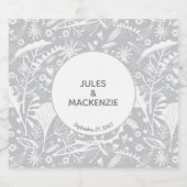 Moderne zilvergrijze of platte bloemigen likeurfles etiket (Enkel label)