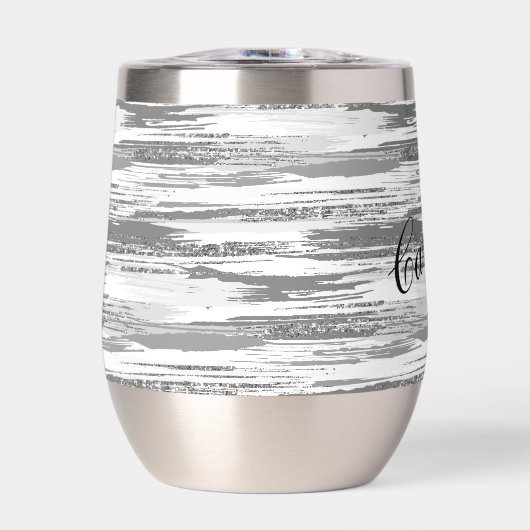 Moderne zilvergrijze penseelstreken (Voorkant)