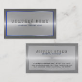 Moderne, zilvergrijze, roestvrij stalen blauwe acc visitekaartje (Voorkant / Achterkant)