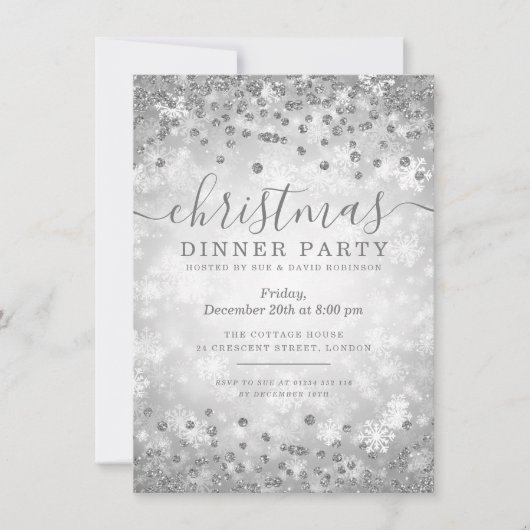 Moderne Zilverige Kerst Glitter Winter Wonder Kaart (Voorkant)