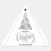 Moderne Zilverige kerstboomfeestdag Sticker (Voorkant)