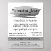 Moderne, zilverkleurige borstels, juwelenwinkel poster (Voorkant)