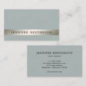 Moderne, zilverkleurige, stoffige blauwe professio visitekaartje (Voorkant / Achterkant)