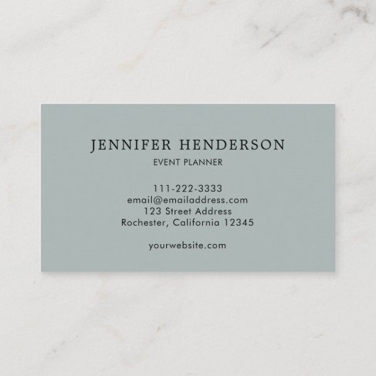 Moderne, zilverkleurige, stoffige blauwe professio visitekaartje (Achterkant)