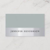 Moderne, zilverkleurige, stoffige blauwe professio visitekaartje (Voorkant)