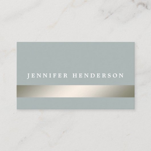 Moderne, zilverkleurige, stoffige blauwe professio visitekaartje (Voorkant)