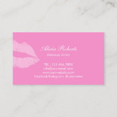 Moderne, zilverkleurige tekst roze lips maken arti visitekaartje (Achterkant)