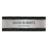 Moderne, zilvermetallische strips naambadge (Voorkant)