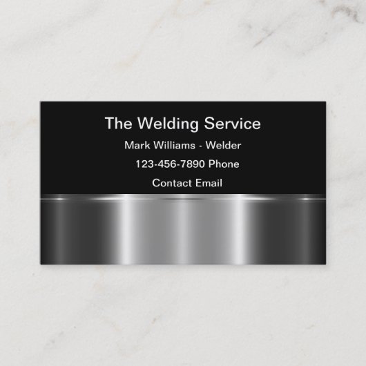 Moderne zilvermetallische tinlassen visitekaartje (Voorkant)