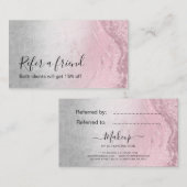 Moderne zilverroze roos goudglitter make-up kunste aanbevelingskaartje (Voorkant / Achterkant)