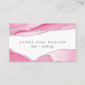 Moderne, zilverroze Waterverf Visitekaartje (Voorkant)