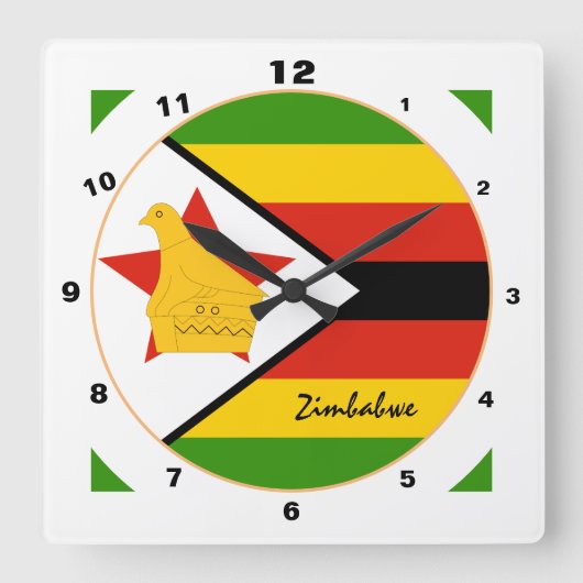 Moderne Zimbabwaanse vlag, Zimbabwe Home / design Vierkante Klok (Voorkant)