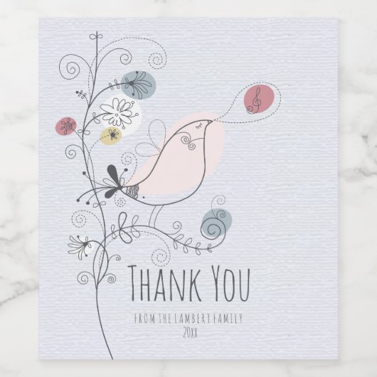 Moderne zingende vogel wijn etiket (Enkel label)