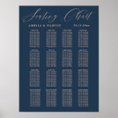 Moderne Zitplaatsen Grafiek Blauw & Roos gouden br Poster (Voorkant)