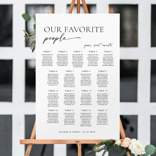 Moderne zitplaatsindeling met 17 tafels poster