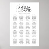 Moderne zitplaatskaart met 16 tafels poster (Voorkant)