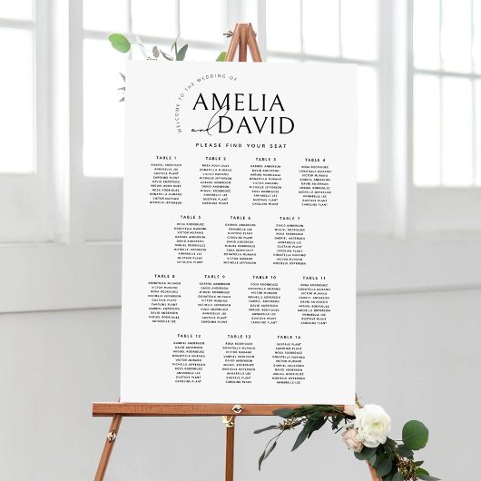 Moderne zitplaatskaart voor 14 tafels poster