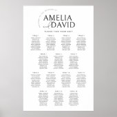 Moderne zitplaatskaart voor 14 tafels poster (Voorkant)