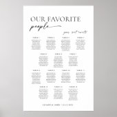 Moderne zitplaatskaart voor 14 tafels poster (Voorkant)
