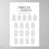 Moderne zitplaatskaart voor 17 tafels poster (Voorkant)