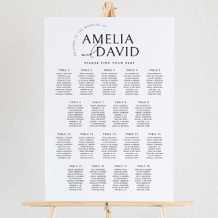 Moderne zitplaatskaart voor 18 tafels poster