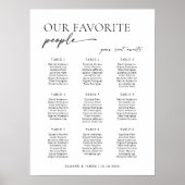 Moderne zitplaatskaart voor 9 tafels poster (Voorkant)