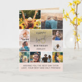 Moderne zoete 16 gouden verjaardag 11 foto collage kaart (Gele Bloem)