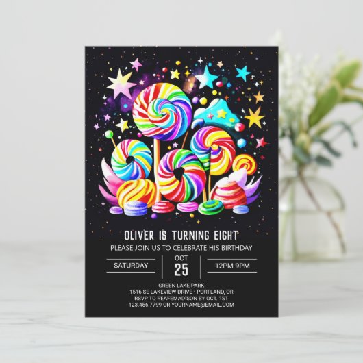 Moderne Zoete Candyland Verjaardag Kaart (Staand voorkant)