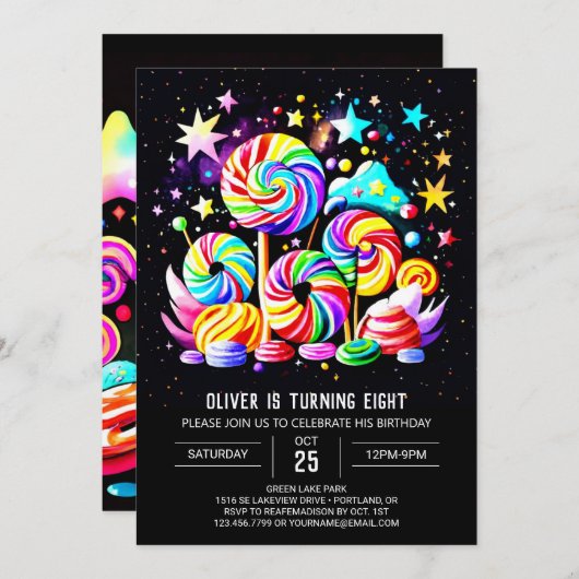 Moderne Zoete Candyland Verjaardag Kaart (Voorkant / Achterkant)