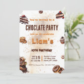 Moderne zoete chocoladetaart verjaardagsfeestje kaart (Staand voorkant)