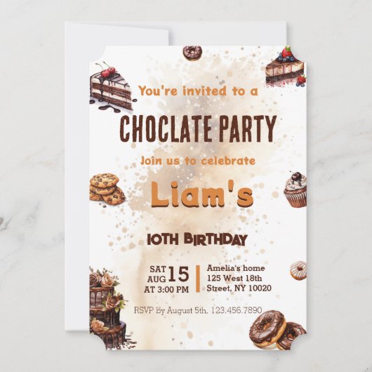 Moderne zoete chocoladetaart verjaardagsfeestje kaart (Voorkant)