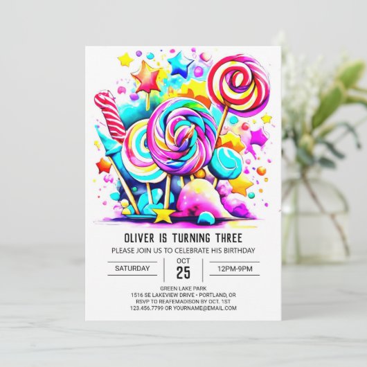 Moderne Zoete Lollipop Verjaardag Kaart (Staand voorkant)