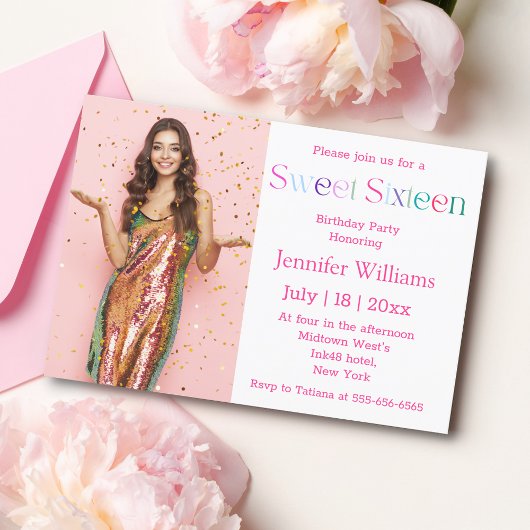 Moderne zoete zestien roze typografie stijlvolle f kaart