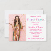 Moderne zoete zestien roze typografie stijlvolle f kaart (Voorkant)