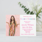 Moderne zoete zestien roze typografie stijlvolle f kaart (Staand voorkant)