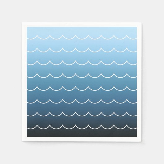 Moderne zomer blauwe golf patroon gradiënt servet (Voorkant)