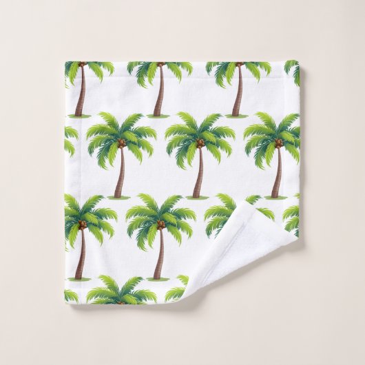 Moderne zomer botanische palmbomen op wit bad handdoek (Wasdoekje)