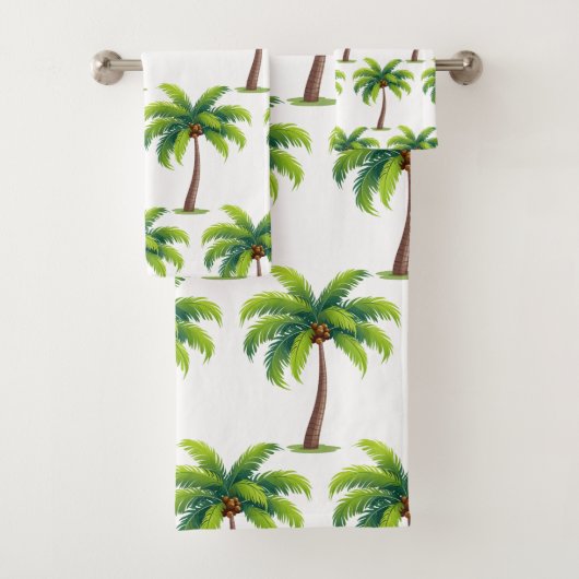 Moderne Zomer Botanische Palmboom op Witte Bad Handdoek (Insitu)