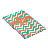 Moderne zomer Chevron Stripes Monogram Notitieboek (Rechterzijde)