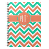 Moderne zomer Chevron Stripes Monogram Notitieboek (Voorkant)