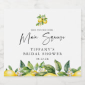 Moderne Zomer Citroen Citrus Bruidsdouche Sparkling Wijnetiket (Enkel label)