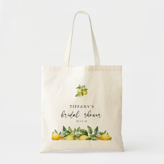 Moderne Zomer Citroen Citrus Bruiloftsfeest Tote Bag (Voorkant)