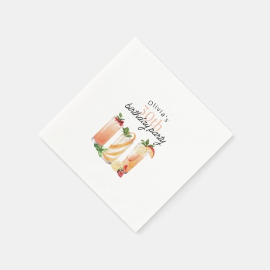 Moderne zomer cocktails 30e verjaardag feest servet (Hoek)