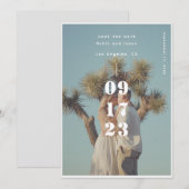 Moderne Zomer Inline Trouwfoto Save The Date (Voorkant / Achterkant)