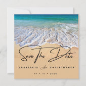 Moderne zomer oceaanstrand save the date (Voorkant)